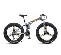 Wmmner Vélo de Montagne de 26 Pouces Fat Tire, Domineehommes Femmesvélo de Montagne Pliable de Neige de Plage, Pneus À Boutons de 4 Pouces de Large Vélo de Route de Cyclisme En Plein Air, Double Suspe