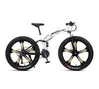 Wmmner Vélo de Montagne de 26 Pouces Fat Tire, Domineehommes Femmesvélo de Montagne Pliable de Neige de Plage, Pneus À Boutons de 4 Pouces de Large Vélo de Route de Cyclisme En Plein Air, Double Suspe