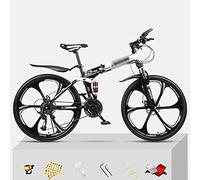 Wmmner Vélo de Montagne Pliant 21/24/27 Vitesse 26 Pouces Roues Dual Dvélo À Cadre En Acier Isc Brake Pour Hommes, Femmes, Adultes Et Adolescents/Blanc/21 Vitesse/Blanc/27 Vitesse