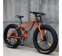 Wmmner Vélo de Montagne Pour Adultes Avec Cadre En Acier À Haute Teneur En Carbone, Gros Pneus Pour La Randonnée, Double Suspension Complète Et Freins À Disque Pour Un Contrôle Amélioré/Orange(1)/24 P