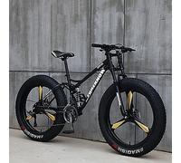 Wmmner Vélo de Montagne Pour Adultes Avec Cadre En Acier À Haute Teneur En Carbone, Gros Pneus Pour La Randonnée, Double Suspension Complète Et Freins À Disque Pour Un Contrôle Amélioré/Noir(1)/.24 Po