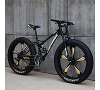 Wmmner Vélo de Montagne Pour Adultes Avec Cadre En Acier À Haute Teneur En Carbone, Gros Pneus Pour La Randonnée, Double Suspension Complète Et Freins À Disque Pour Un Contrôle Amélioré/Noir(2)/24 Pou