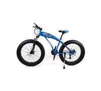 Wmmner Vélo de Montagne Pour Hommes Vélo de Montagne 7/21/24/27 Vitesses, 26 Pouces Fat Tire Vélo de Route Pédales de Vélo de Neige Avec Freins À Disque Et Fourche de Suspension, Bleu, 27 Vitesses/Ble