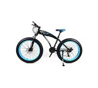 Wmmner Vélo de Montagne Pour Hommes Vélo de Montagne 7/21/24/27 Vitesses, 26 Pouces Fat Tire Vélo de Route Pédales de Vélo de Neige Avec Freins À Disque Et Fourche de Suspension, Bleu, 27 Vitesses/Noi