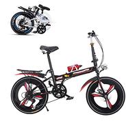 Wmmner Vélo Pliant Pour Adultes, Vélo À 6 Vitesses de 26 Pouces, Frein À Double Disque Avant Et Arrière, Voiture de Banlieue Intégrée À Absorption Des Chocs À La Roue (Envoyer La Bouteille)/Rouge