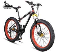 Wmmner Vélos de Montagne 26 Pouces Fat Tire Pour Adultes Hommes Femmes, 27 Vitesses Alumitousvélo de Montagne Antidérapant Tout-Terrain Oy Hardtail Avec Suspension Avant, Frein À Double Disque, Noir/N