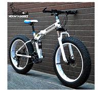 Wmmner Vélos de Montagne Fat Tire 26 Pouces Dual Suspension Pour Hommes Et Femmes, Vélo de Montagne Pliable Pour Adultes Avec Freins À Disque Mécaniques, Vélo de Montagne En Acier À Haute Teneur En Ca