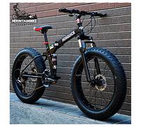 Wmmner Vélos de Montagne Fat Tire 26 Pouces Dual Suspension Pour Hommes Et Femmes, Vélo de Montagne Pliable Pour Adultes Avec Freins À Disque Mécaniques, Vélo de Montagne En Acier À Haute Teneur En Ca