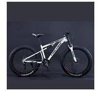 Wmmner Vélos de Montagne, Vélo de Montagne Rigide À Pneu Gras de 26 Pouces, Cadre À Double Suspension Et Fourche À Suspension Vélo de Montagne Tout-Terrain Pour Hommes Et Femmes, 7 Vitesses, Rayon Rou