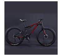 Wmmner Vélos de Montagne, Vélo de Montagne Rigide À Pneu Gras de 26 Pouces, Cadre À Double Suspension Et Fourche À Suspension Vélo de Montagne Tout-Terrain Pour Hommes Et Femmes, 7 Vitesses, Rayon Rou