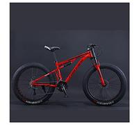 Wmmner Vélos de Montagne, Vélo de Montagne Rigide À Pneu Gras de 26 Pouces, Cadre À Double Suspension Et Fourche À Suspension Vélo de Montagne Tout-Terrain Pour Hommes Et Femmes, 7 Vitesses, Rayon Rou