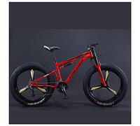 Wmmner Vélos de Montagne, Vélo de Montagne Rigide À Pneu Gras de 26 Pouces, Cadre À Double Suspension Et Fourche À Suspension Vélo de Montagne Tout-Terrain Pour Hommes Et Femmes, 7 Vitesses, Rayon Rou