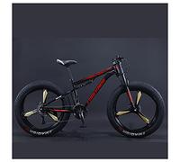 Wmmner Vélos de Montagne, Vélo de Montagne Rigide À Pneu Gras de 26 Pouces, Cadre À Double Suspension Et Fourche À Suspension Vélo de Montagne Tout-Terrain Pour Hommes Et Femmes, 7 Vitesses, Rayon Rou
