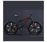 Wmmner Vélos de Montagne, Vélo de Montagne Rigide À Pneu Gras de 26 Pouces, Cadre À Double Suspension Et Fourche À Suspension Vélo de Montagne Tout-Terrain Pour Hommes Et Femmes, 7 Vitesses, Rayon Rou