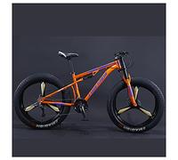 Wmmner Vélos de Montagne, Vélo de Montagne Rigide À Pneu Gras de 26 Pouces, Cadre À Double Suspension Et Fourche À Suspension Vélo de Montagne Tout-Terrain Pour Hommes Et Femmes, 7 Vitesses, Rayon Rou