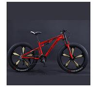 Wmmner Vélos de Montagne, Vélo de Montagne Rigide À Pneu Gras de 26 Pouces, Cadre À Double Suspension Et Fourche À Suspension Vélo de Montagne Tout-Terrain Pour Hommes Et Femmes, 7 Vitesses, Rayon Rou