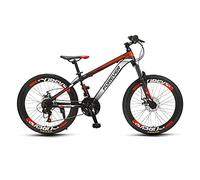 Wmmner Vélos de Montagne, Vélos À 24 Vitesses Pour Adolescents Avecfreins À Disque Mécaniques Avant Et Arrière, Pour Garçons Et Filles de 140 À 170 Cm/Rouge