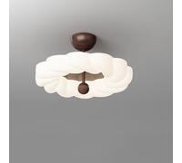Wmmner Vintage Flush Mounted Ceiling Light Milk White Lampshade Ceiling Lamp Wabi-Sabi Modern Walnut Ceiling Light Fixture For Bedroom Living Room Dining Room Study Villa Corridor Children's Room Hal/