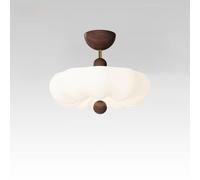 Wmmner Vintage Flush Mounted Ceiling Light Milk White Lampshade Ceiling Lamp Wabi-Sabi Modern Walnut Ceiling Light Fixture For Bedroom Living Room Dining Room Study Villa Corridor Children's Room Hal/