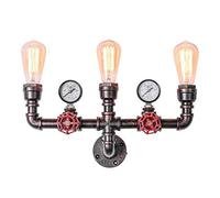 Wmmner Vintage Metal Loft Pipe Wall Light Lamp Retro Industrial Wall Sconce E27 Lamp Base Red Valve Tap Loft Steamlamp 60W Max Pour Restaurant, Café, Bar, Couleur Rouille (Ampoule Non Incluse), B/3 Tê