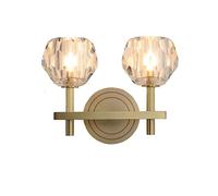 Wmmner Wal Moderne En Laiton Brossél Applique Vintage Round Crystal Lamp Mid-Century 2 Light Fxture For Living Room Restaurant Hallway-Den 27X21Cm/Doré/27 * 21Cm(11 * 8Inch)