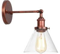 Wmmner Wall Light Modern Metal Lamp Antique Funnel Glass Shade Sconce Light/Rouille de Fer