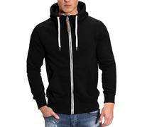 Wmmner Zip up Hoodie Men Classic Basic Athletic Hooded Sweatshirts Workout Jacket with Pocket Plain Hoodies Men's Fall Shirt Long Sleeve/Noir/L