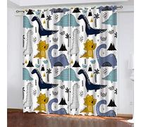 WMMTFT Rideau Occultant Enfant - Dinosaure Animal Abstrait - 3D Thermique Isolant Occultants a Oeillets Rideaux - 264 x 242 cm - Voilages Intérieurs de Salon Moderne Chambre Fille Décoration, Polyest