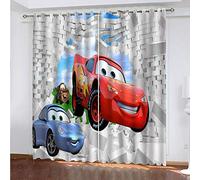 WMMTFT Rideaux Occultants Thermique Enfant - Voiture Rouge en Trois Dimensions - 3D Impression Rideau Opaque avec Œillets - 264 x 242 cm - pour Salon Chambre Chambre d'enfants, Rideaux occultants