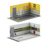 Wmqbjta 2 Pièces Parking Lot Maquette Voiture Décor Garage Miniature PP Résistant Compatible avec Bureau Maison Bureau Collection Décoration, Style I