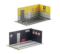 Wmqbjta 2 Pièces Parking Lot Maquette Voiture Décor Garage Miniature PP Résistant Compatible avec Bureau Maison Bureau Collection Décoration, Modèle F