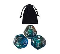 Wmqbjta 3 Dés en Acrylique avec Signes Astrologiques, Dés à Représentant Les, Jeu de Dés Polyédriques pour Cartes et Jeux de Société, Styled