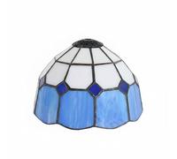 Wmqbjta Abat-jour Plafond en Verre Coloré Fait Main Couvre-lampe Style Rétro Motif Multicolore Soudure Traditionnelle Cuivre Adapté pour Salon et Décoration Côtière, Bleu, Blanc, Petit Trou