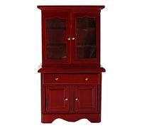 Wmqbjta Armoire Miniature pour Maison de Poupée, Commode, Table Basse, Accessoires en Bois de Style Rétro, Décoration Idéale pour La Chambre à Coucher, Collec, Rouge