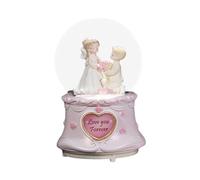 Wmqbjta Boîte à Musique de Mariage En Forme de Boule, Ornement Musical pour Couple, Décoration de Bureau En Verre et Porcelaine, Mélodie Romantique avec Lumiè, Style A
