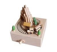 Wmqbjta Boîte à Musique En Bois, Objet de Décoration de Table, Statuette de Collection, œuvre D'art, Centre de Table, Décoration de Noël pour La Maison, L, Le Train Des Cavernes