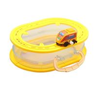 Wmqbjta Boîte de Rangement pour Wagons de Train, Organisateur de Jouets, étui Portable pour Voitures, Pochette de Collection, Blocs de Circuit, Ventouses pour, Jaune