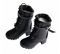 Wmqbjta Botte Ppée à Talon Bloc Robuste Chaussures Miniatures Classique, Noir
