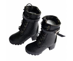 Wmqbjta Botte Ppée à Talon Bloc Robuste Chaussures Miniatures Classique, Noir