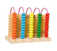 Wmqbjta Boulier éducatif, Compteur de Perles, Cadre en Bois, Jeu de Calcul, Développement de La Motricité Fine, Adapté Aux Enfants et Aux élèves, 5 rangées