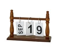 Wmqbjta Calendrier de Bureau Perpétuel sur Bois Décoration Accessoire pour Photographe Éphéméride à Poser en Panneau Haute Densité Adapt, Café