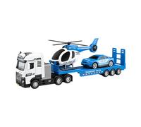 Wmqbjta Camion Jouet éducatif à L'échelle 1/50, Véhicule de Chantier avec Mini-hélicoptère pour Enfants, voiture de police