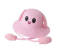 Wmqbjta Chapeau de Plage à Oreilles de Lapin Mobiles, Protection Solaire, Mignon, Confortable et Tendance, avec Parasol Intégré, ROSE