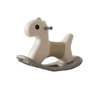 Wmqbjta Cheval à Bascule Enfant Jouet Bébé Balançoire Polyéthylène Poignée Ergonomique Siège Confortable Base Élargie Anti-Bascule Surface Lissée Protège la, Beige+Gris, avec Bande+Pad