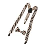 Wmqbjta Ensemble Bretelles Y Dos Ceinture Élastique Ajustable Cravate à Carreaux Clip Métal Argenté En Matériau Confortable Adapté Aux Enfants pour Annive, # 1, Taille unique
