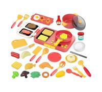 Wmqbjta Ensemble de Cuisine Factice avec Casseroles, Poêles et Ustensiles pour Les Enfants de 3 Ans et Plus, rouge