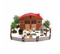 Wmqbjta Ensemble Ferme Miniature Figurines Animaux Grange Arbres Clôtures Accessoires en PVC Set Complet pour Diorama et Histoire Adapté aux Débutants Club de Modélisme Activités à la Maison