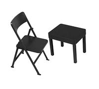 Wmqbjta Figurine Articulée Ensemble Bureau Miniature Chaise Accessoire Décoratif Jouet Modèle Meuble Moderne Fabrication Raffinée Conception Contemporaine, Noir