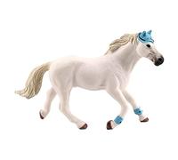Wmqbjta Figurine Cheval Jouet Animaux Maquette Miniature Décor Sculpture Plastique Éducatif Convient à Enfants Garçons Filles Fermes Jeux, Cheval Blanc Quat, 15.5x9cm