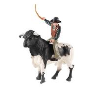 Wmqbjta Figurine de Ferme de Cowboy avec Taureau, Modèle de Ferme pour Jeu de Rôle, Décoration de Bureau pour Jardin Féerique, Taureau blanc debout